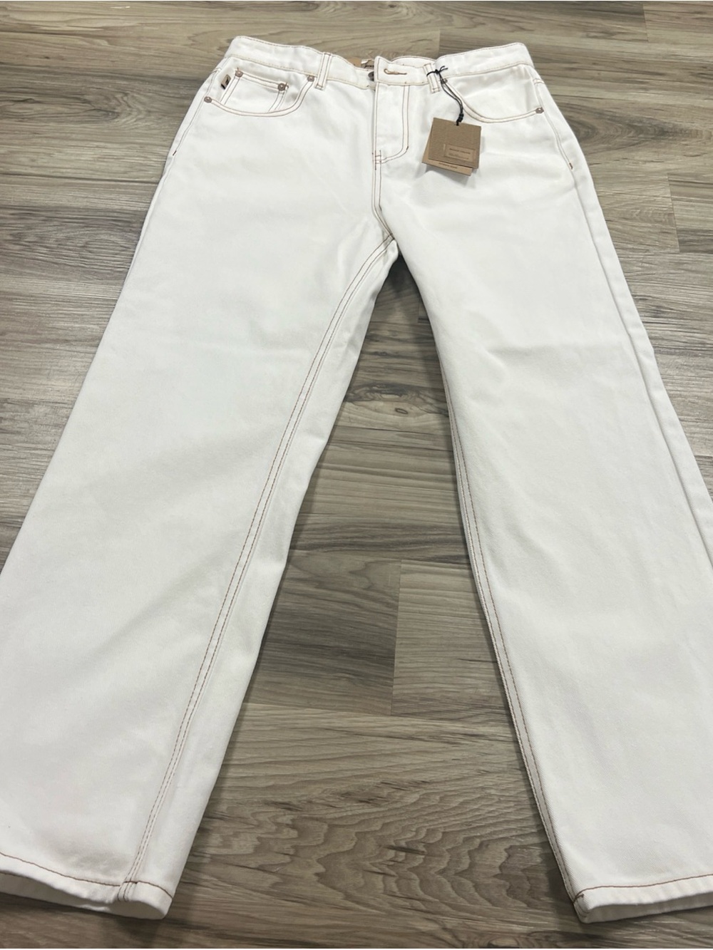 Broken Threads Baggy Straight Jeans 5-Pocket Off White/Tobacco Men’s 30x32 NWT